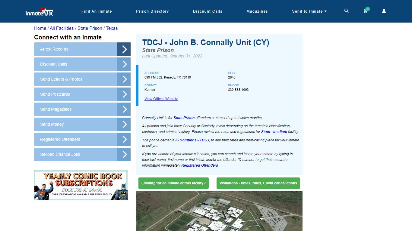 TDCJ - John B. Connally Unit (CY) & Inmate Search - Kenedy, TX