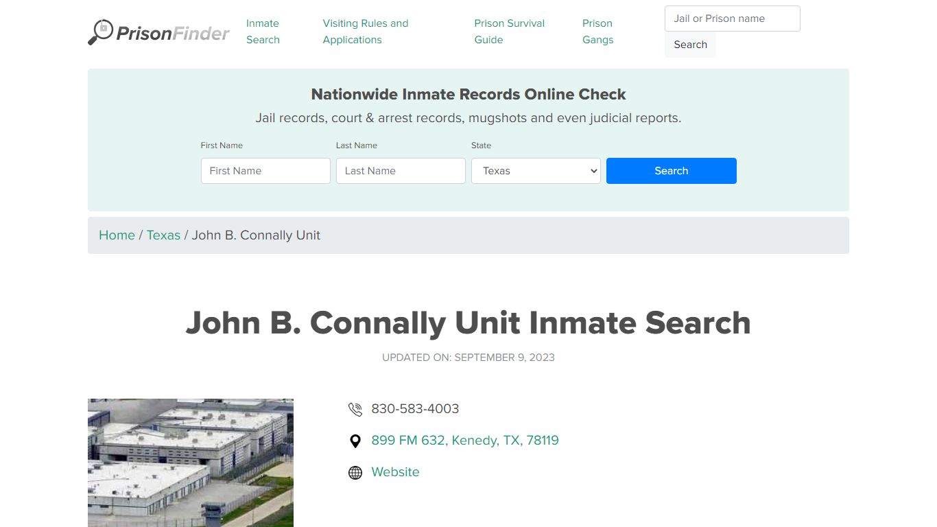 John B. Connally Unit Inmate Search - Prisonfinder.org