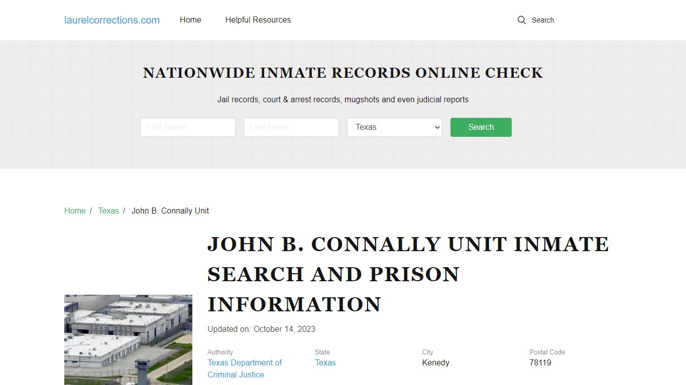 John B. Connally Unit Inmate Search, Visitation, Contacts - Laurel County